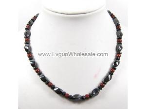 Red Round Hematite and Twist Hematite Beads Strands Necklace